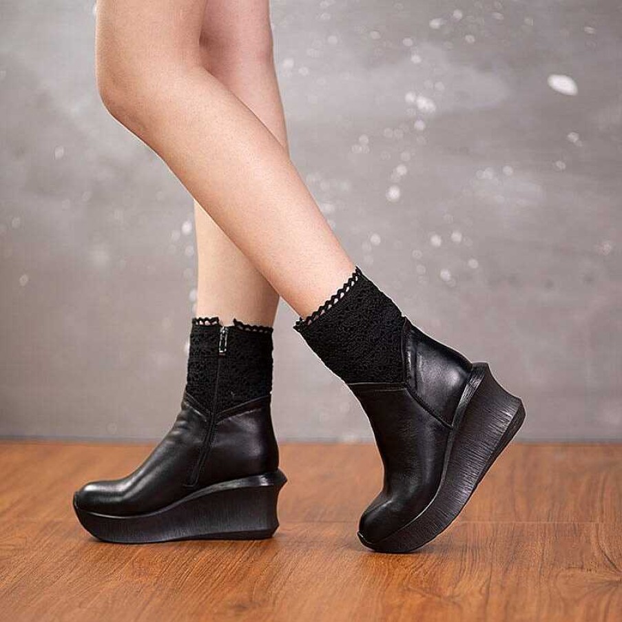 Dwarves 85Mm Wedge Ankle Boots For Women Handmade Leather Designer Booties In /