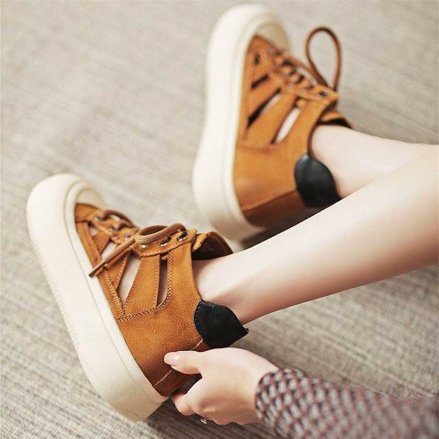 Dwarves Leather Perforated Platform Sneakers For Women High-Top Lace Up In / /