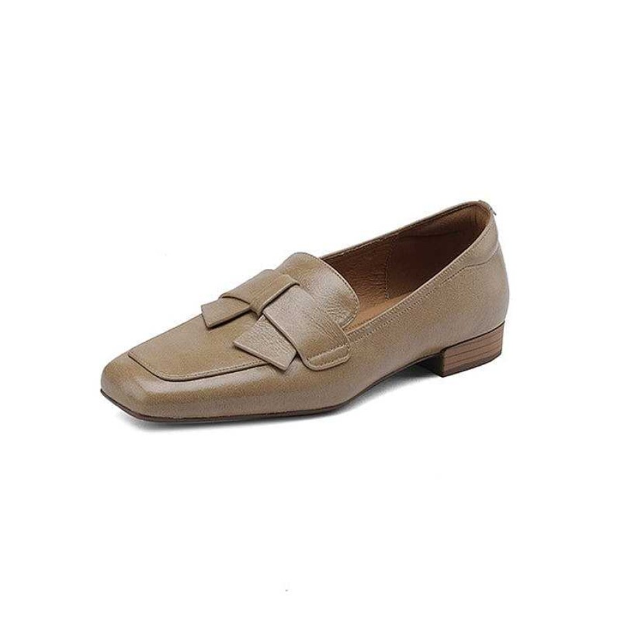 Dwarves Retro Leather Bowknot Loafers For Women Square Toe In /