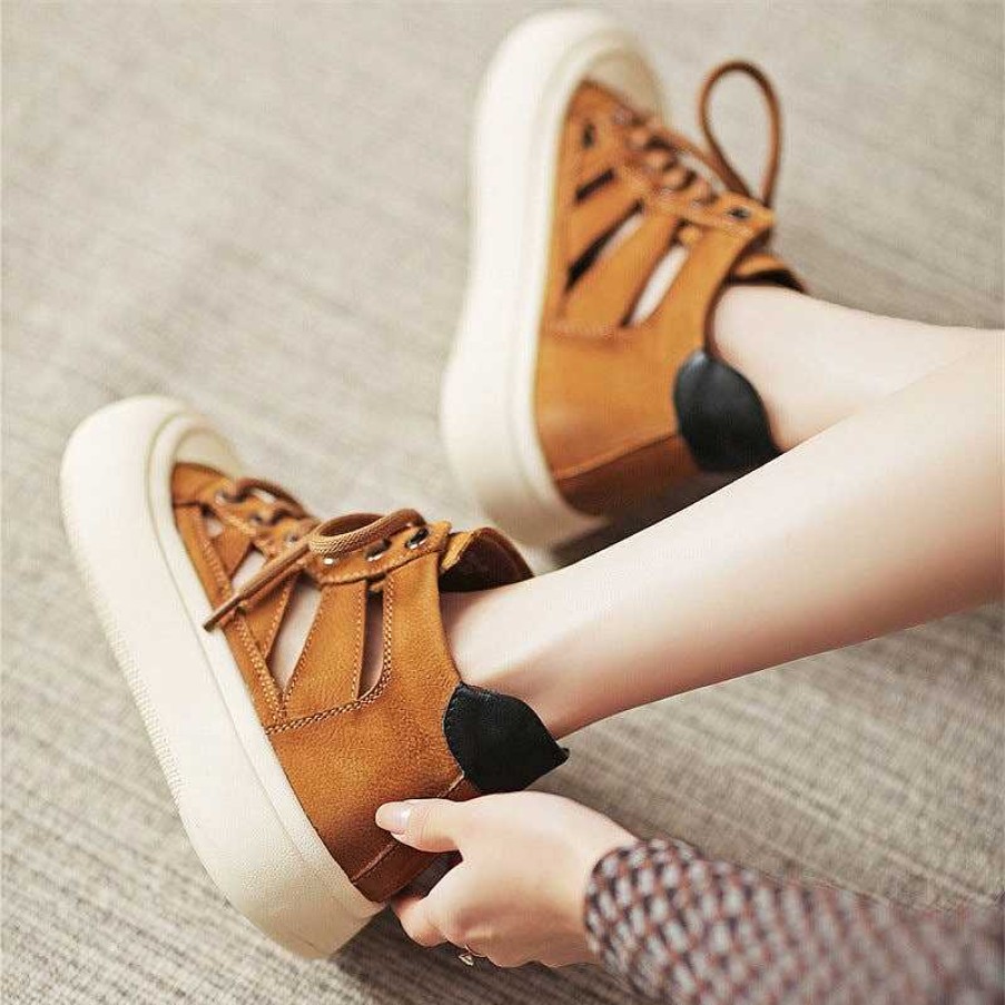 Dwarves Leather Perforated Platform Sneakers For Women High-Top Lace Up In / /