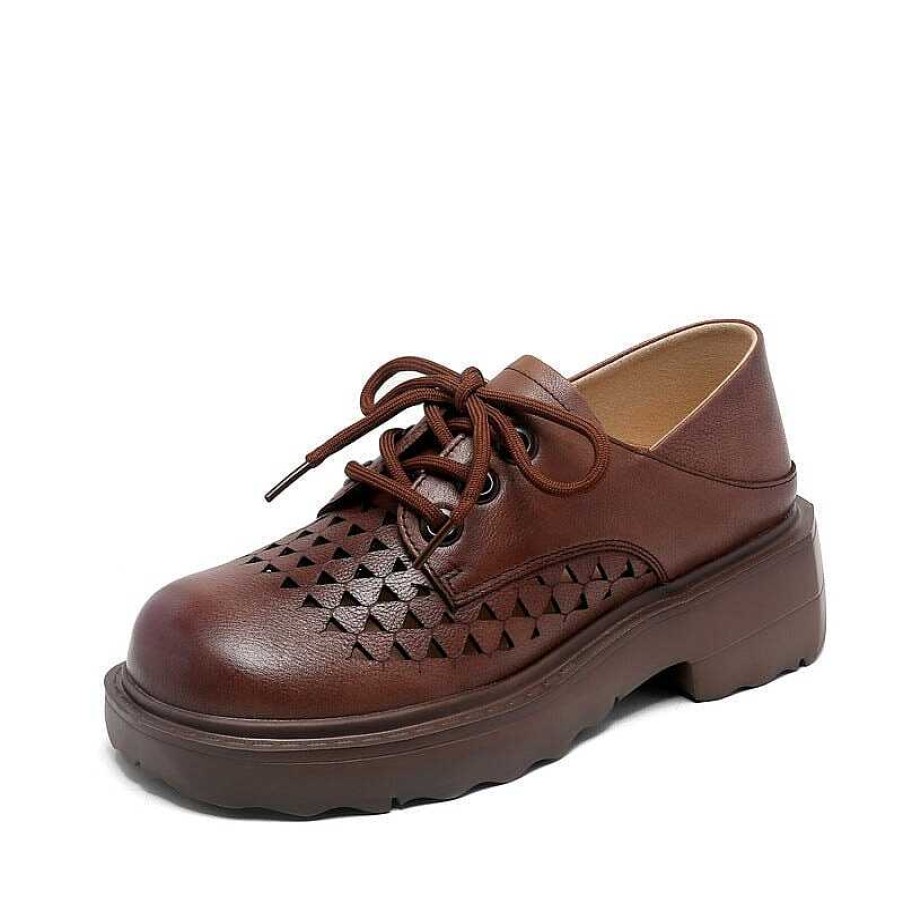 Dwarves Womens Handmade Leather Platform Oxfords For Summer In /