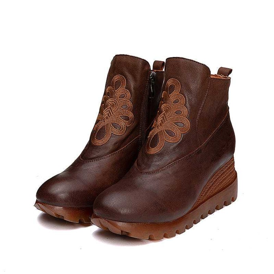 Dwarves Retro Boots For Women Leather Platform Boots