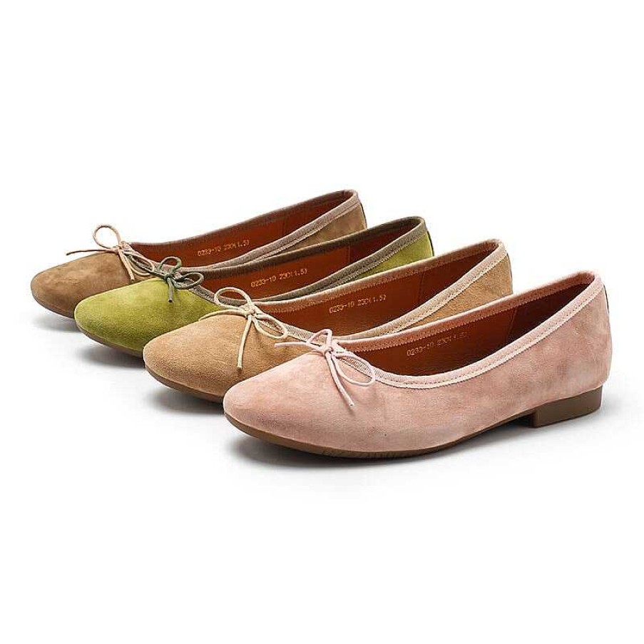 Dwarves Bow-Detail Round Toe Suede Sheepskin Ballerina Shoes In / / / /