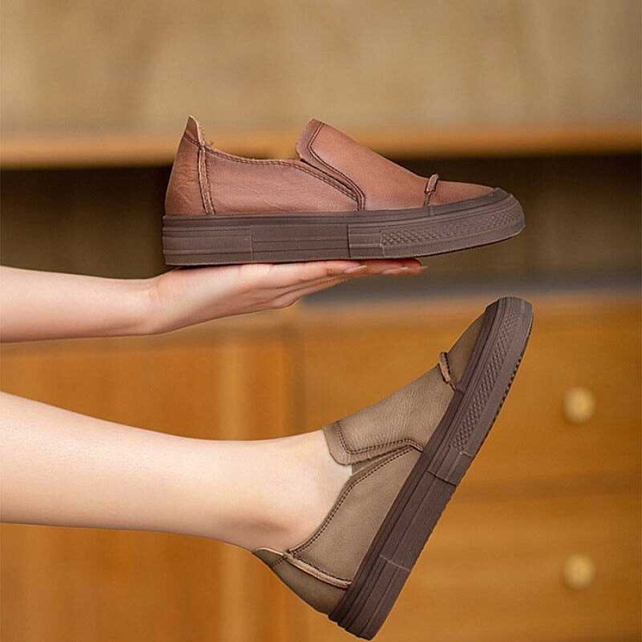 Dwarves Soft Leather Flats Slip On Loafers For Women Handmade In /