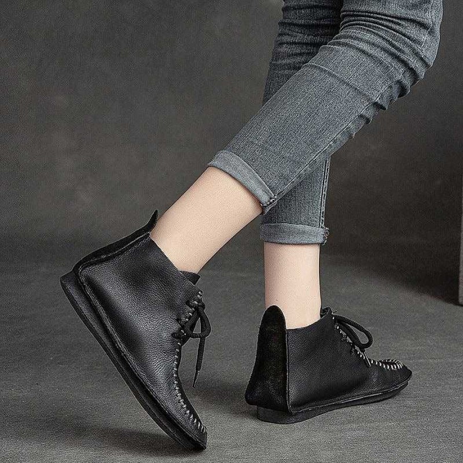 Dwarves Handmade Flat Ankle Booties Mori Girl Shoes Soft Leather In / / /