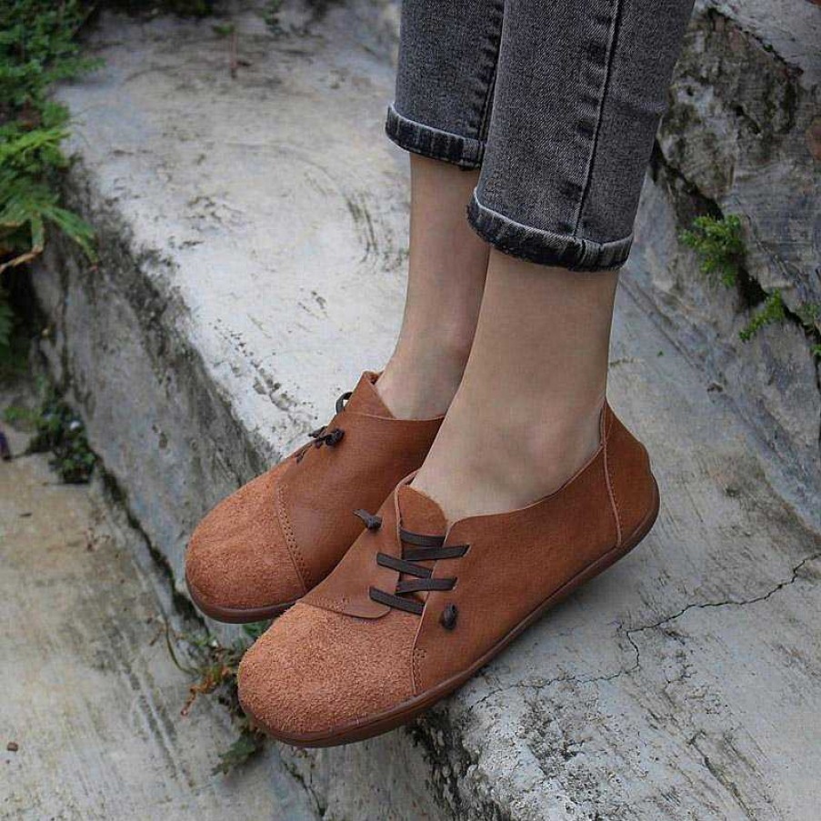 Dwarves Nubuck Leather Women Loafers Casual Slip On Shoes Flats