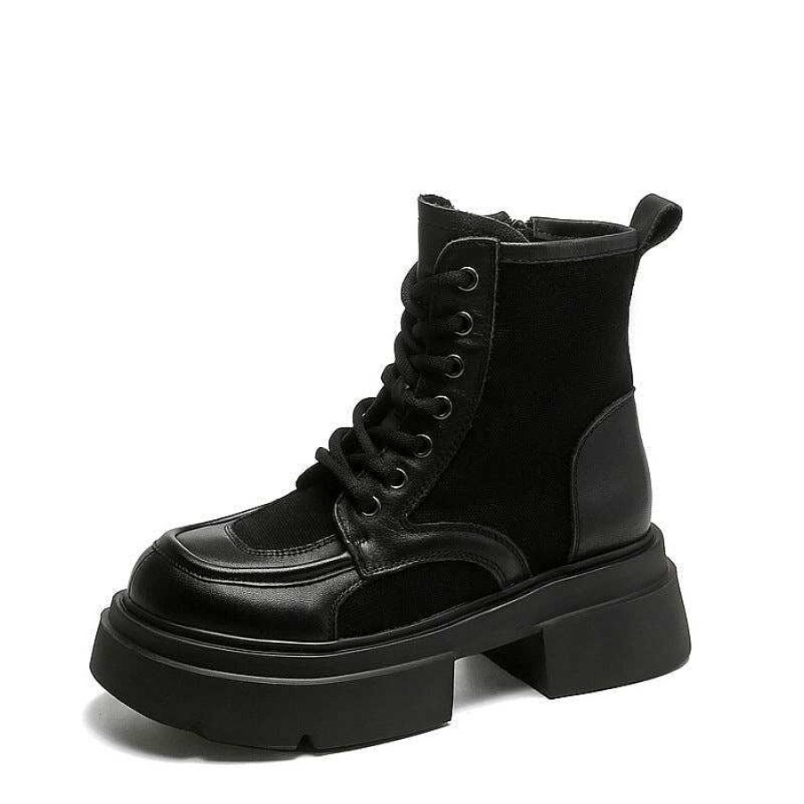 Dwarves 60Mm Platform Boots Lace Up Leather Martin Boots Handmade Square Toe Combat Boots In / /