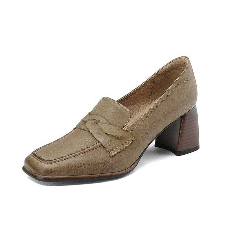 Dwarves Women'S Handmade Retro Square-Toe Block-Heel Loafers In /