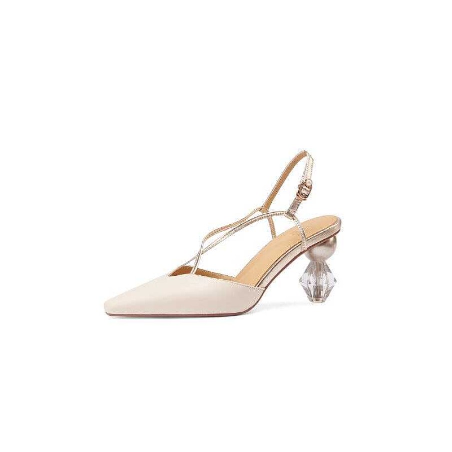 Dwarves Point Toe Sheepskin Slingback Sandals In / Kitten Heels Sandals