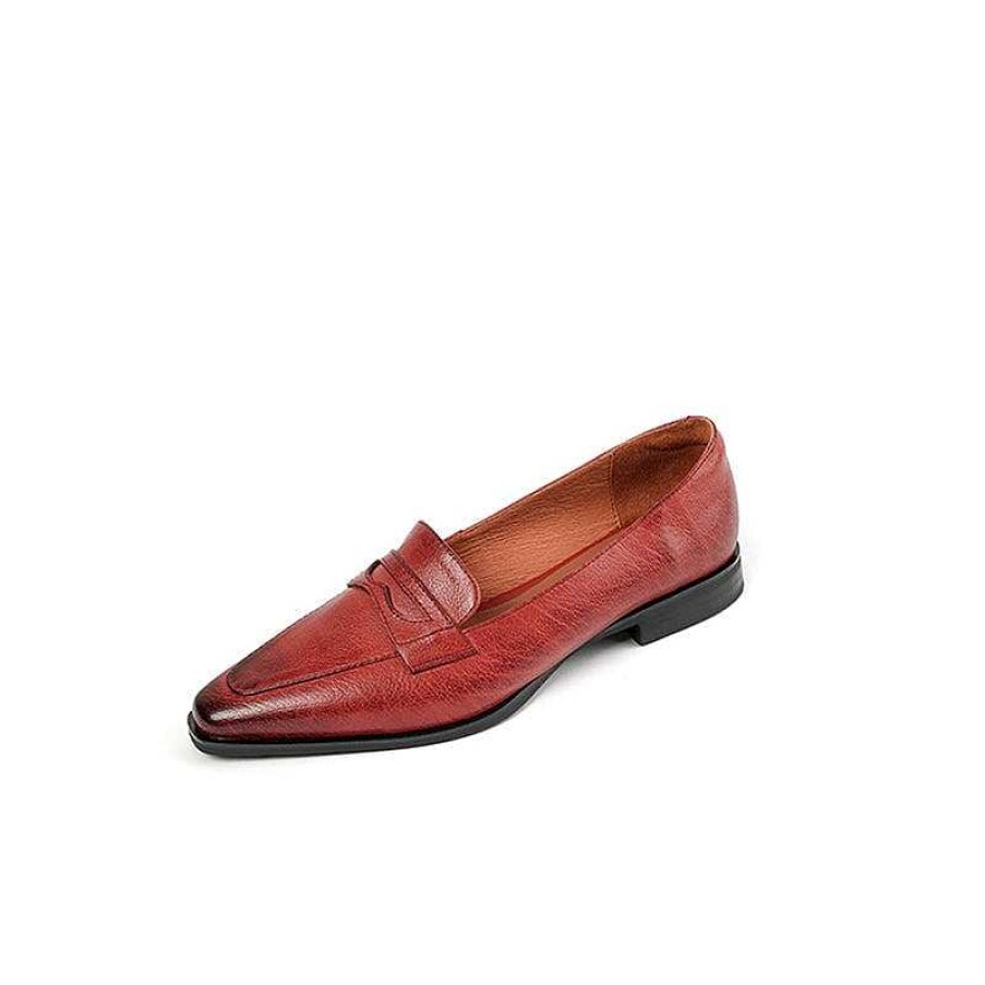 Dwarves Soft Leather Slip On Flat Loafers In /