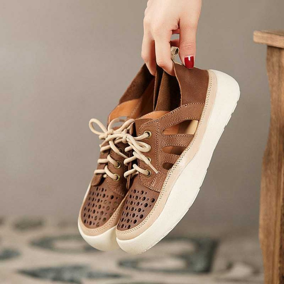 Dwarves Women Handmade Leather Sneakers For Summer /