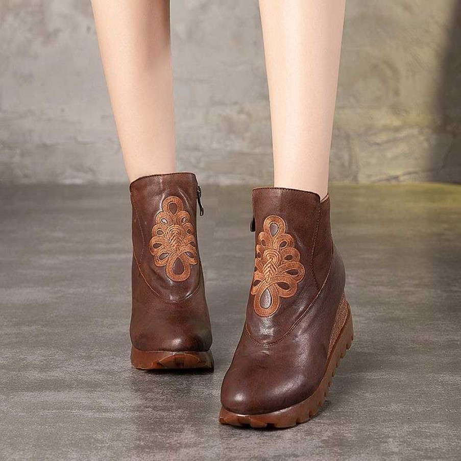 Dwarves Retro Boots For Women Leather Platform Boots