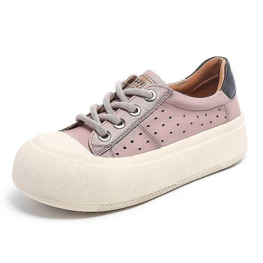 Dwarves Leather Platform Sneakers For Women Low-Top Travel Perforated In / /