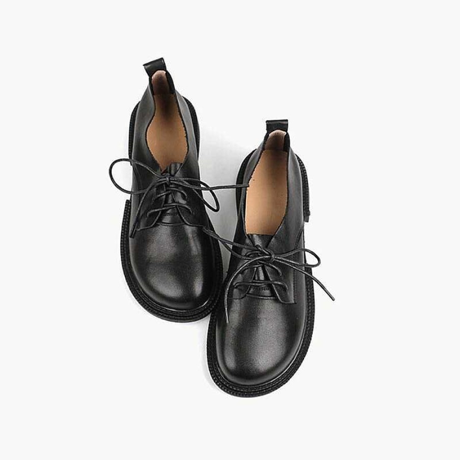 Dwarves Designer Shoes Soft Leather Lace Up Oxfords Derby Flats For Women Handmade /