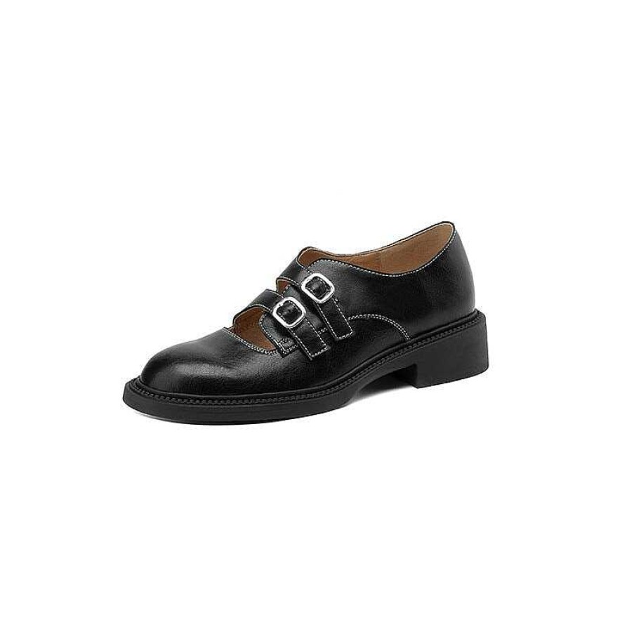 Dwarves Handmade Leather Double Monk Strap Shoes For Women In /