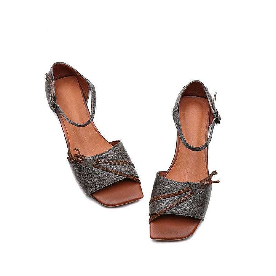 Dwarves Summer Sandals Women Leather Square Peep Toe Sandals Buckle Strap Ladies Gladiator Sandals Handmade High Heels