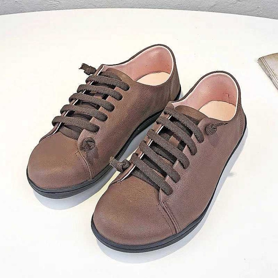 Dwarves Handmade Flats Leather Lace Up Oxford Shoes Rubber Sole Low Heels Loafers Slip Ons Flaty Shoes