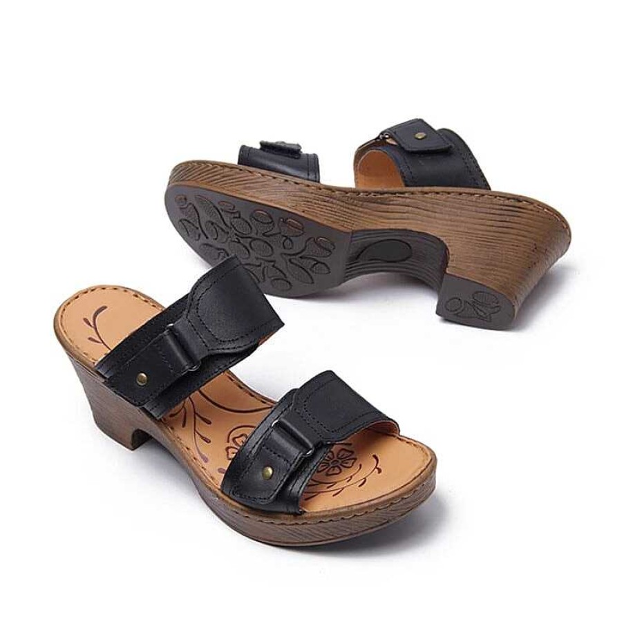 Dwarves Handmade Leather Double-Strap Slippers Clog Slides In / /