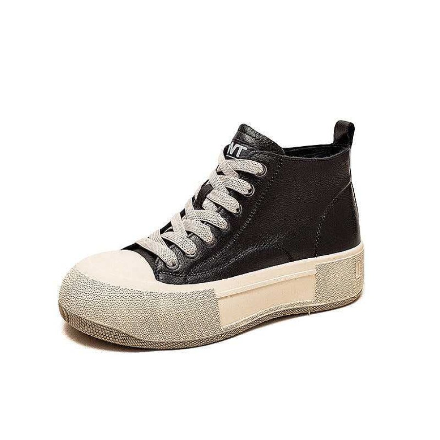 Dwarves Leather Platform Sneakers For Women High-Top Lace Up In / /