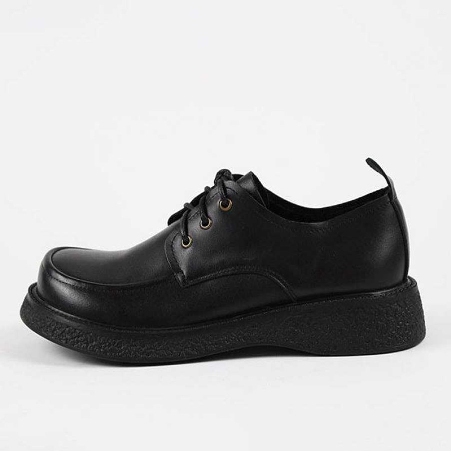 Dwarves Women Handmade Genuine Leather Platform Oxford Shoes Round Toe In /