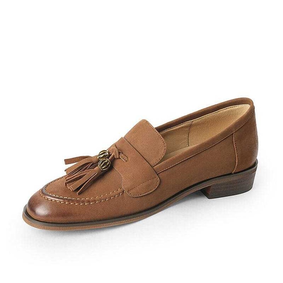 Dwarves Retro Leather Tassels Loafers For Women Round Toe In /