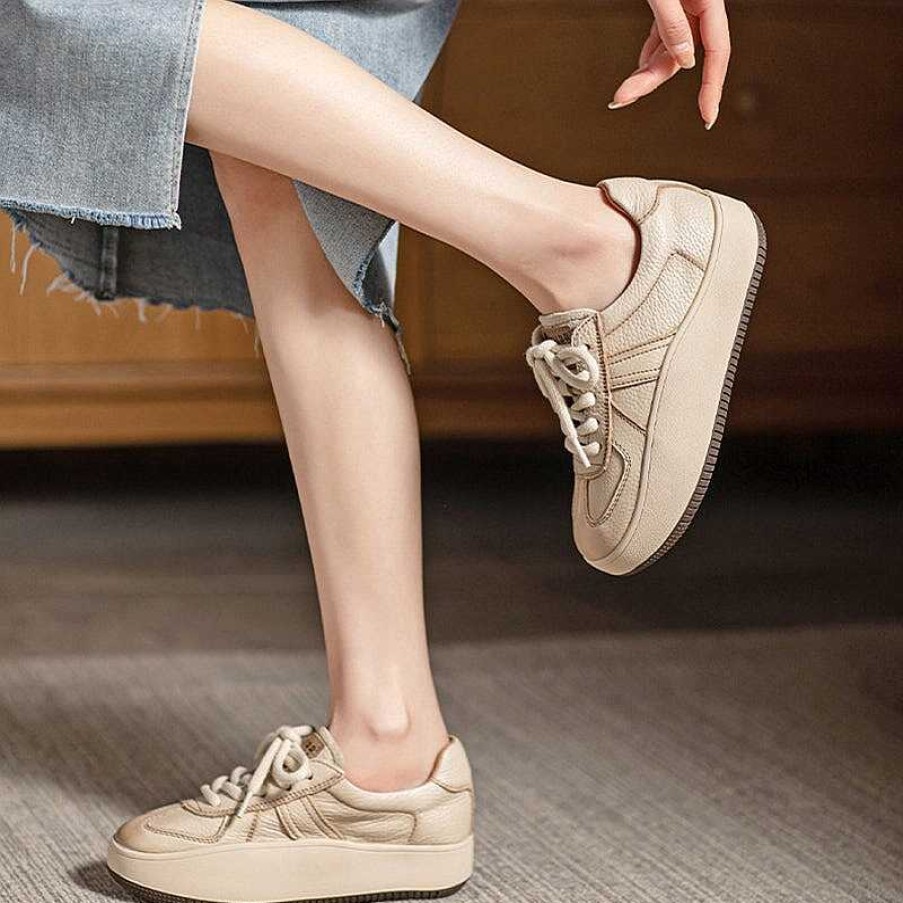 Dwarves Genuine Leather Low-Top 40Mm Platform Sneakers For Women Lace Up In /