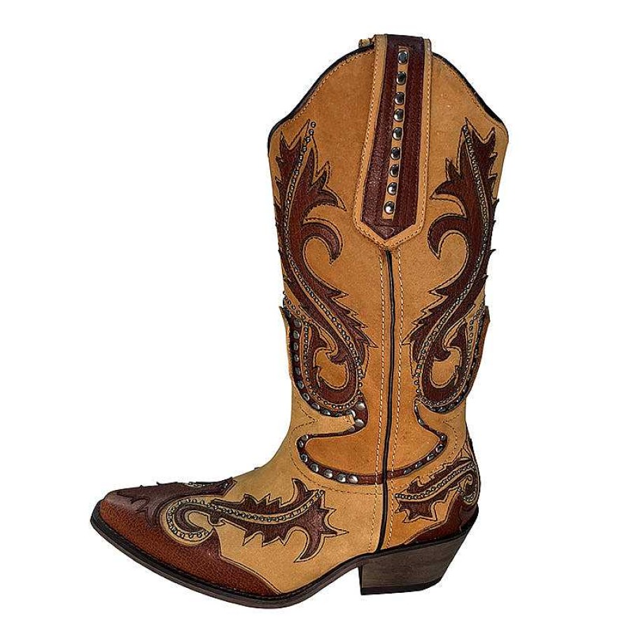 Dwarves Womens Western Embroidered Boots Rivet Decorate Cowgirl Boots All Genuine Leather