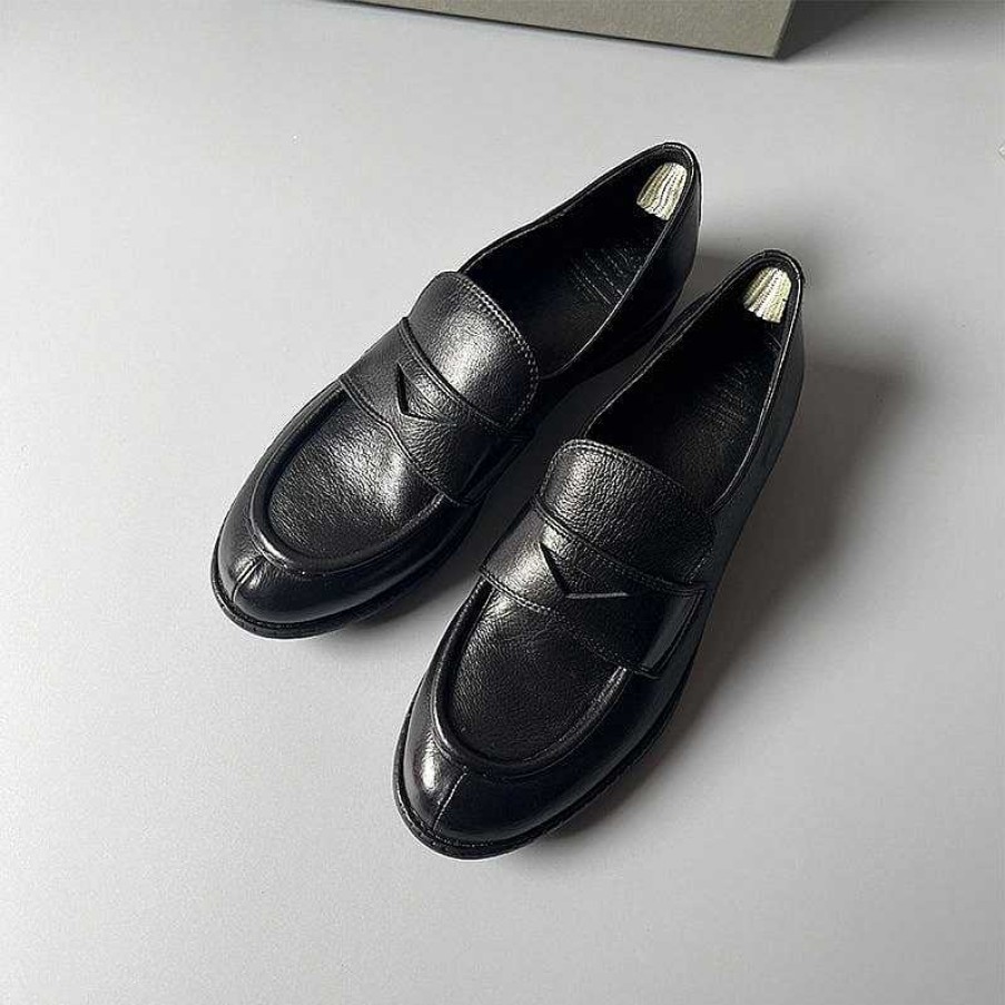 Dwarves Round Toe Soft Leather Penny Loafers For Women In /