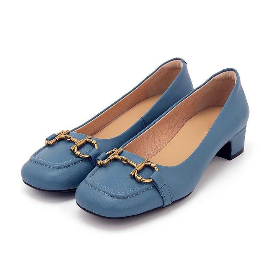 Dwarves Horsebit-Detailed Block Heel Leather Loafers For Women /