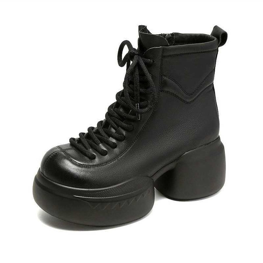 Dwarves 65Mm Platform Boots Lace Up Leather Martin Boots Handmade Combat Boots In /