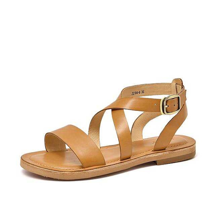 Dwarves Women Flat Sandals Genuine Leather Calfskin Cross-Strap Rome Style High Quality Summer Ladies Shoes