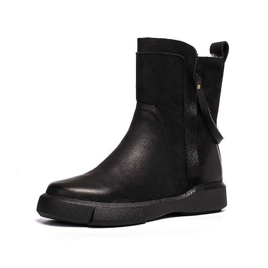 Dwarves Waxing Leather Chelsea Boots Handmade British Boots Double Zip Fleece Lined Snow Boots