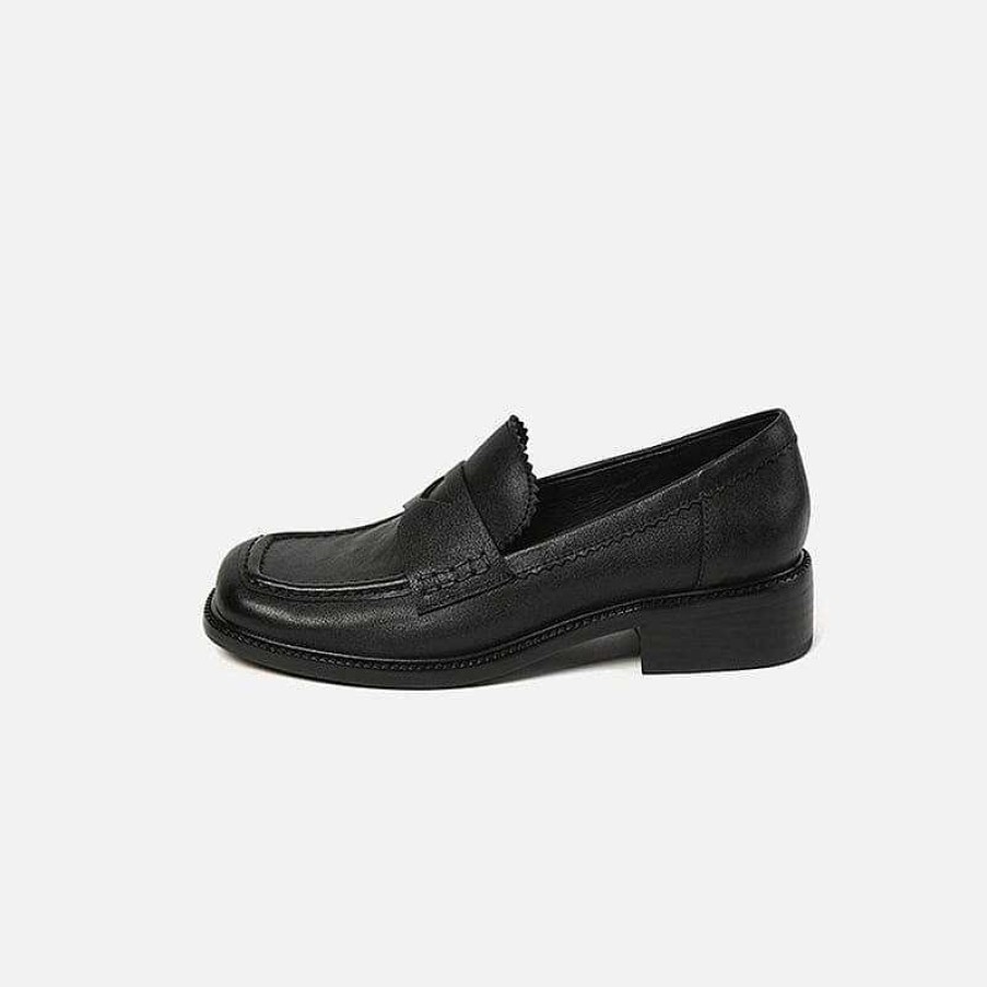 Dwarves Retro Leather Penny Loafers For Women Square Toe In /