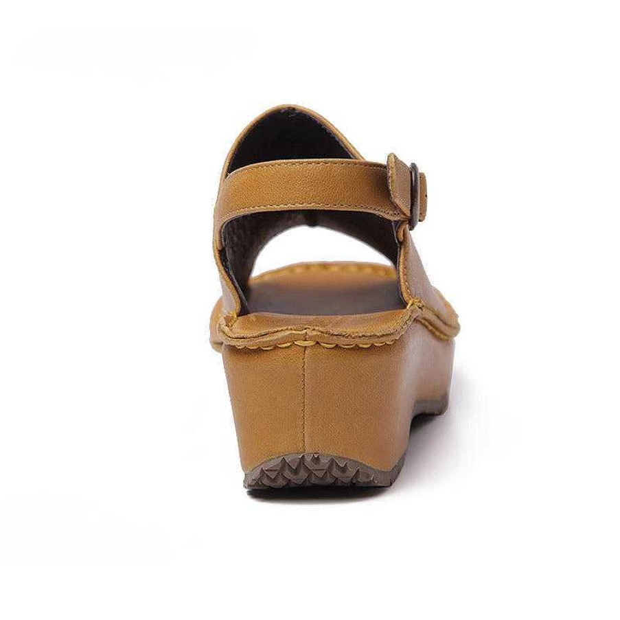 Dwarves Handmade Leather Chunky Sandals Peep Toe Back Buckle In / / Womens Platform Slingback