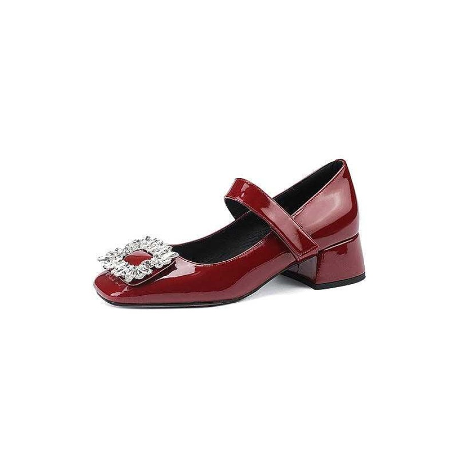 Dwarves Handmade Patent Leather Mary Jane Pumps Block Heel Office Shoes In /