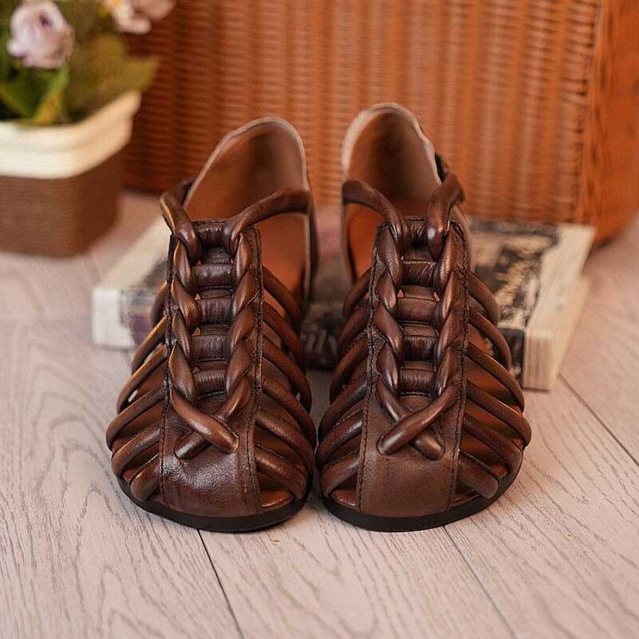 Dwarves Handmade Leather Gladiator Sandals Retro Woven In /