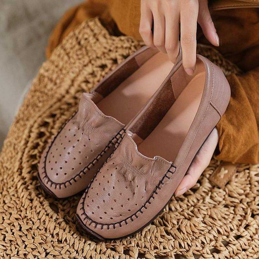 Dwarves Handmade Womens Soft Genuine Leather Loafers