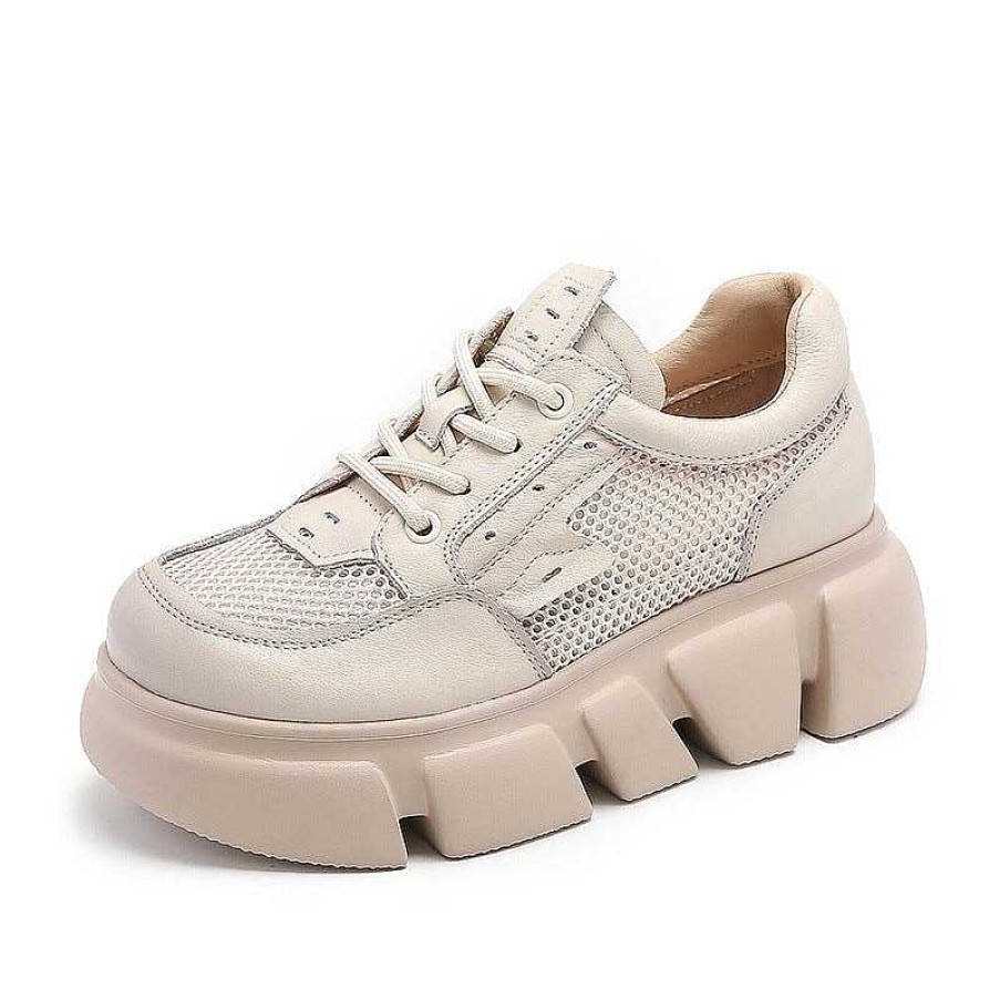 Dwarves Leather And Mesh Low-Top Platform Sneakers For Women Lace Up In / /