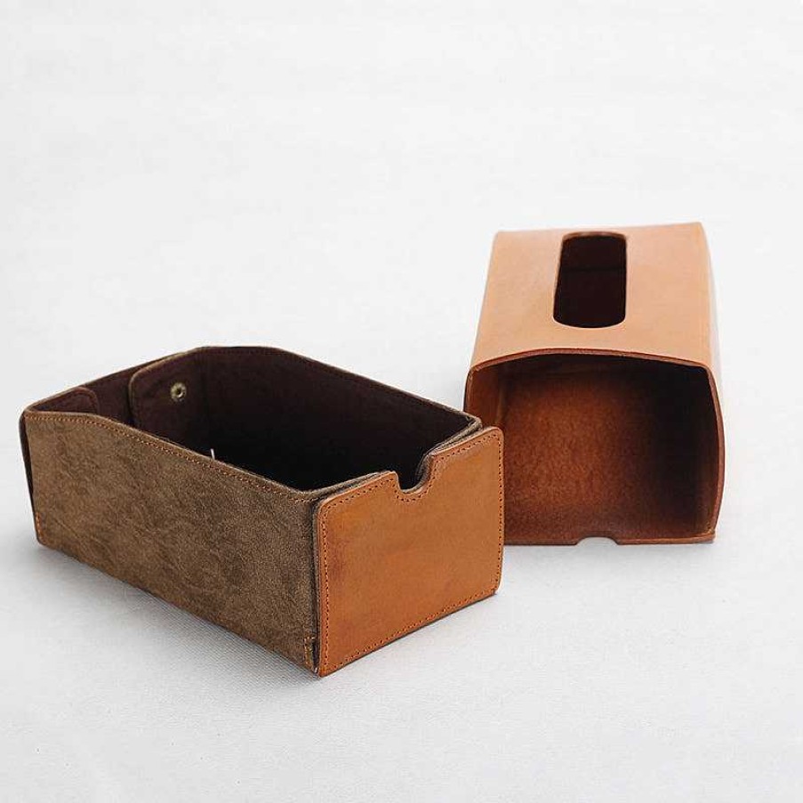 Dwarves Handmade Multifunctional Vegetable Tanned Leather Tissue Box