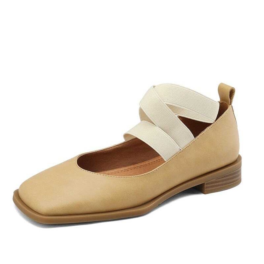 Dwarves Handmade Leather Mary Jane Flats With Cross-Strap Detail In /