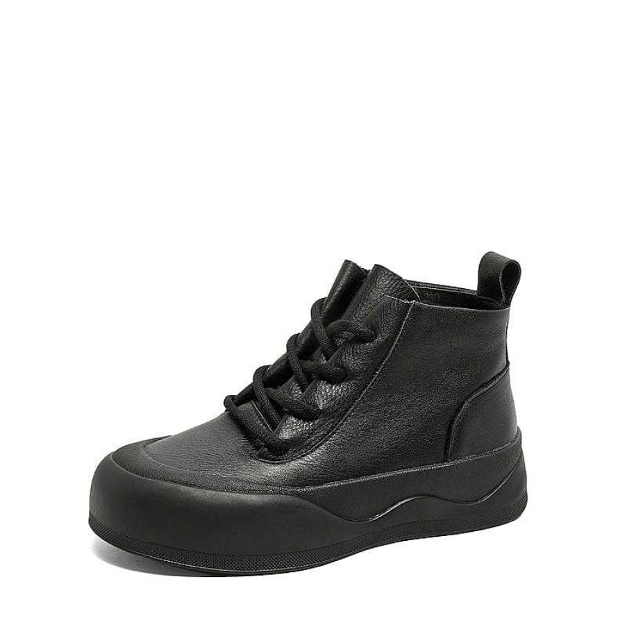 Dwarves High-Top Lace Up Flat Leather Sneakers For Women Rubber Cap In / /