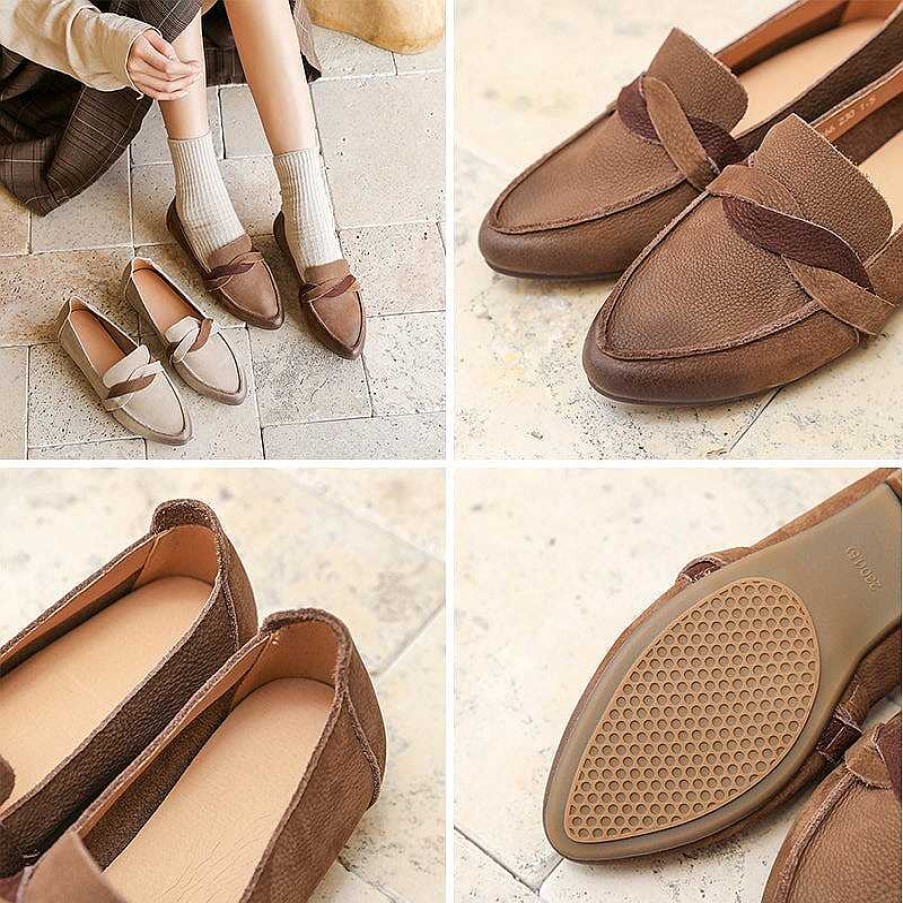 Dwarves Handmade Soft Leather Flats Shoes For Women Slip On Dress Shoes In /