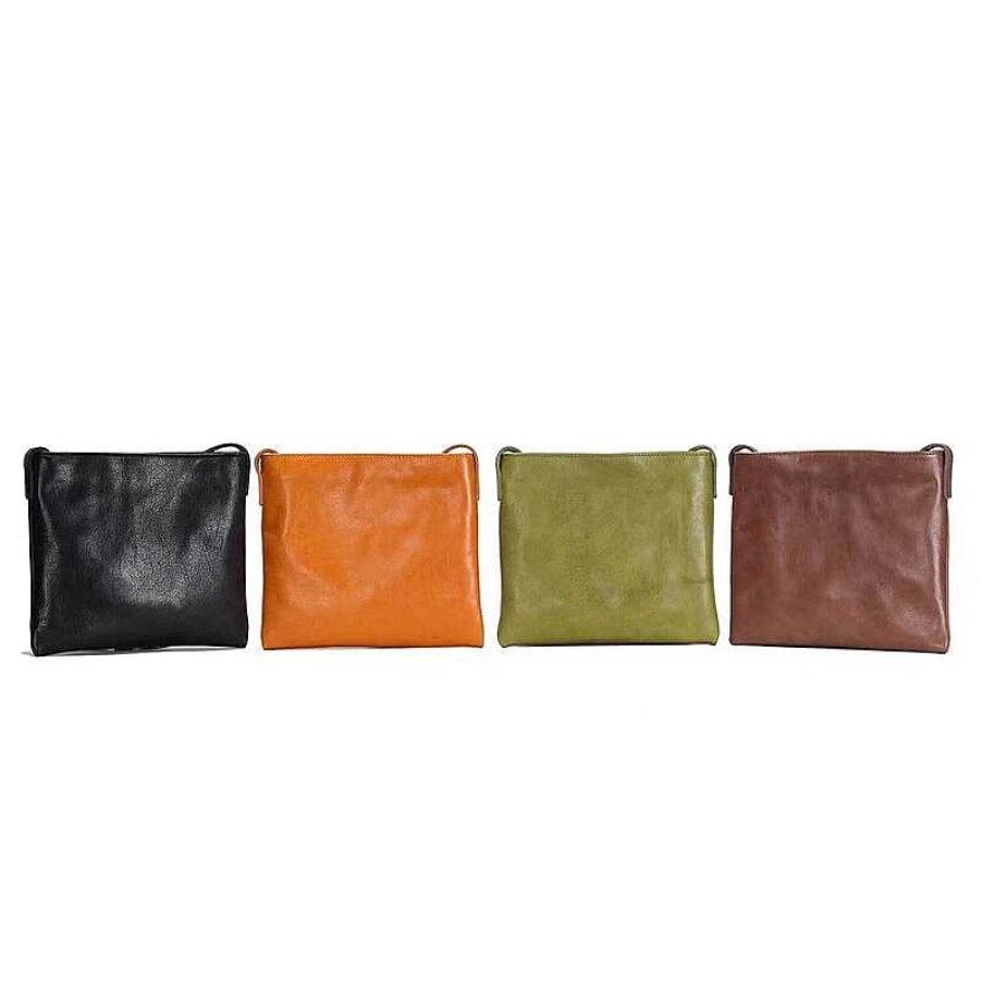 Dwarves Simple Design Vegetable Tanned Leather Women'S Crossbody Bag