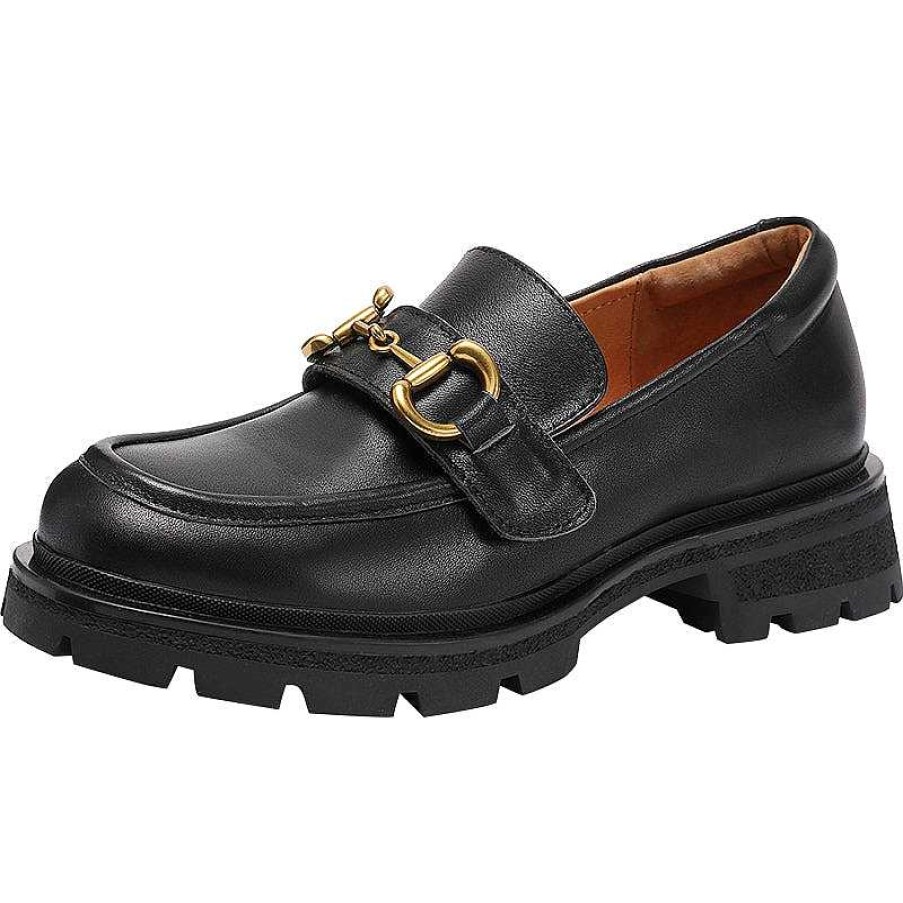 Dwarves Horsebit-Detailed Handmade Leather Platform Loafers For Women In /