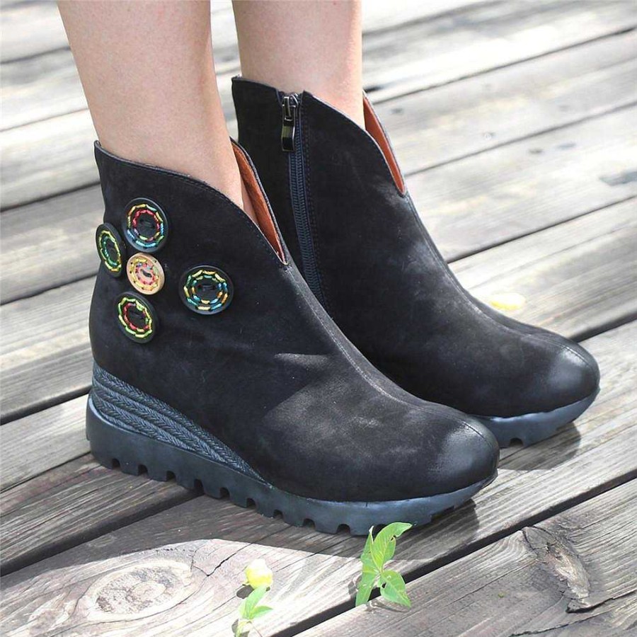 Dwarves Retro Nubuck Boots For Womens Leather Platform Boots /