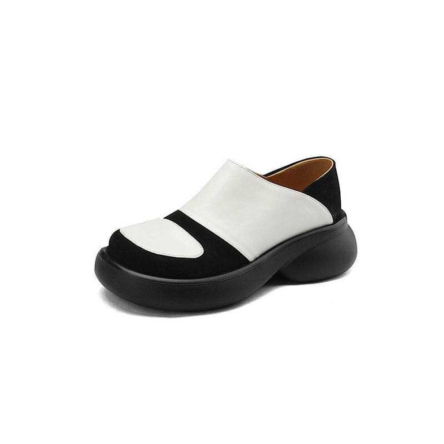 Dwarves Round Toe Leather Platform Loafers For Women In /