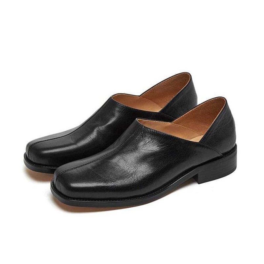 Dwarves Square Toe Soft Leather Loafers For Women In /