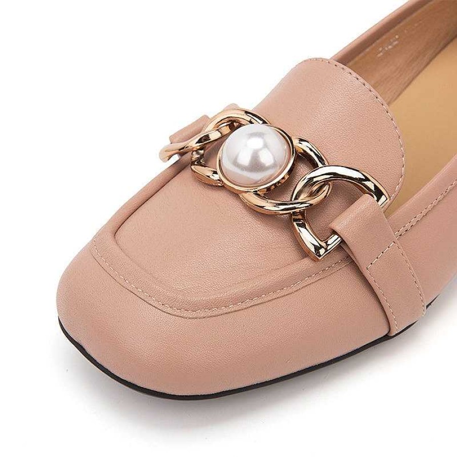 Dwarves Pearl Detailed Leather Loafers For Women /