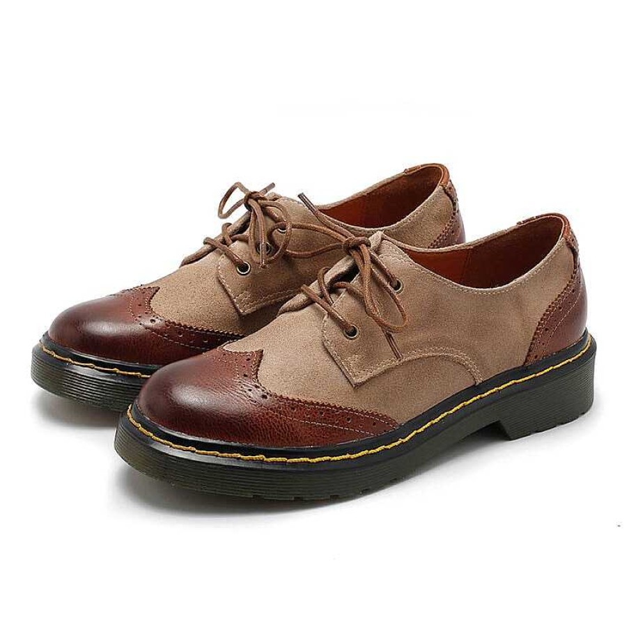 Dwarves Handmade Wingtip Brogues Leather Lace Up Oxfords For Women Martin Sole