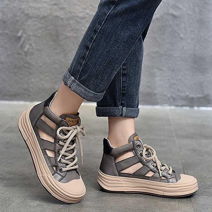 Dwarves Leather Rubber Toecap Sneakers For Women High-Top Lace Up In / / /